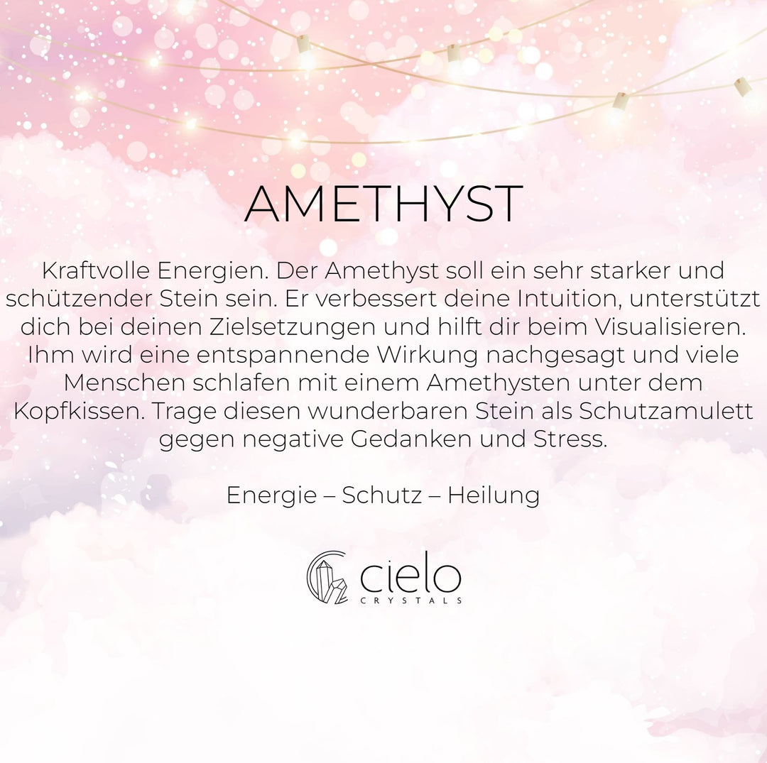 Amethyst-Informationen und Mening. Der Edelstein Amethyst ist ein magischer Kristall und wird von vielen als Glücksbringer getragen.