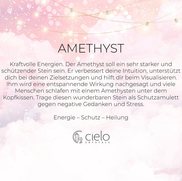  Informationen und Bedeutung des Amethysts. Dem Edelstein Amethyst wird nachgesagt, dass er Energie spendet, Heiladen Schutz bieten.