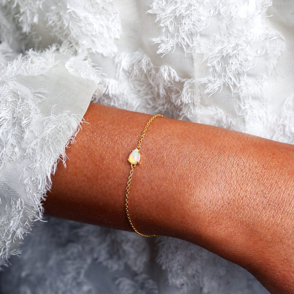 Armband Tropfen Äthiopischer Opal Gold