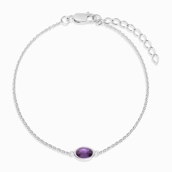 Silberarmband mit Februar-Geburtsstein Amethyst. Kristallarmband mit echtem Edelstein Amethyst in Silber.