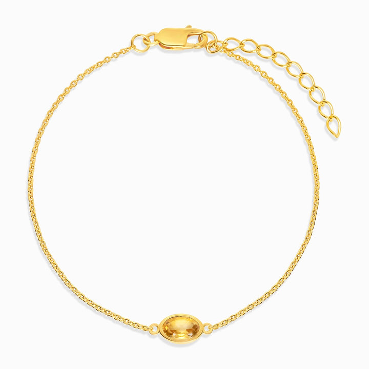 Citrin-Armband in Gold. Kristallarmband mit Kristall-Citrin in Gold.