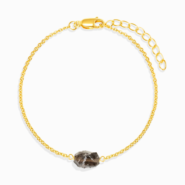 Armband Roher Mini Rauchquarz Gold