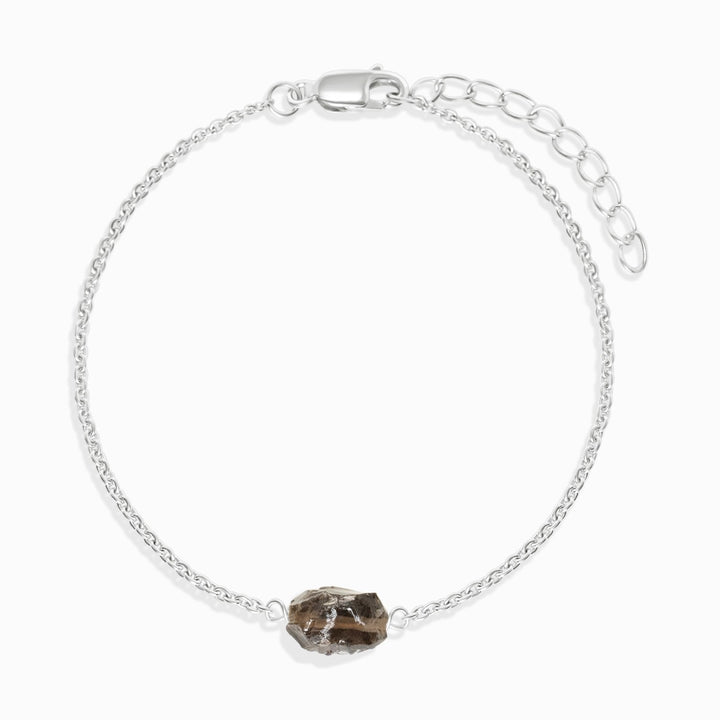 Armband Roher Mini Rauchquarz Silber