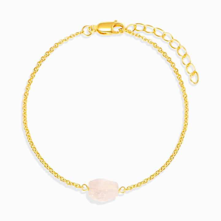 Armband Roher Mini Rosenquarz Gold