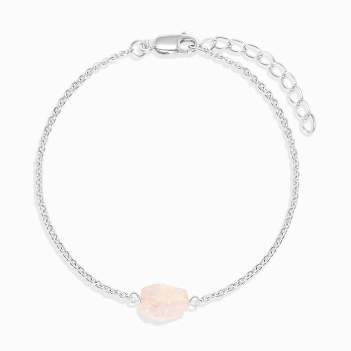 Armband Roher Mini Rosenquarz Silber