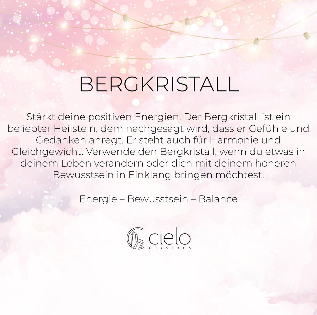 Bergkristall ist ein beliebter Heilstein. Der Bergkristall soll Ihre positiven Energien stärken.