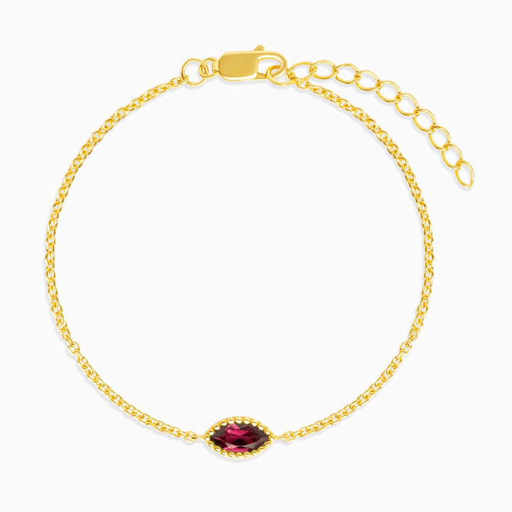 Armband Flora Ein Blatt Rhodolith Gold