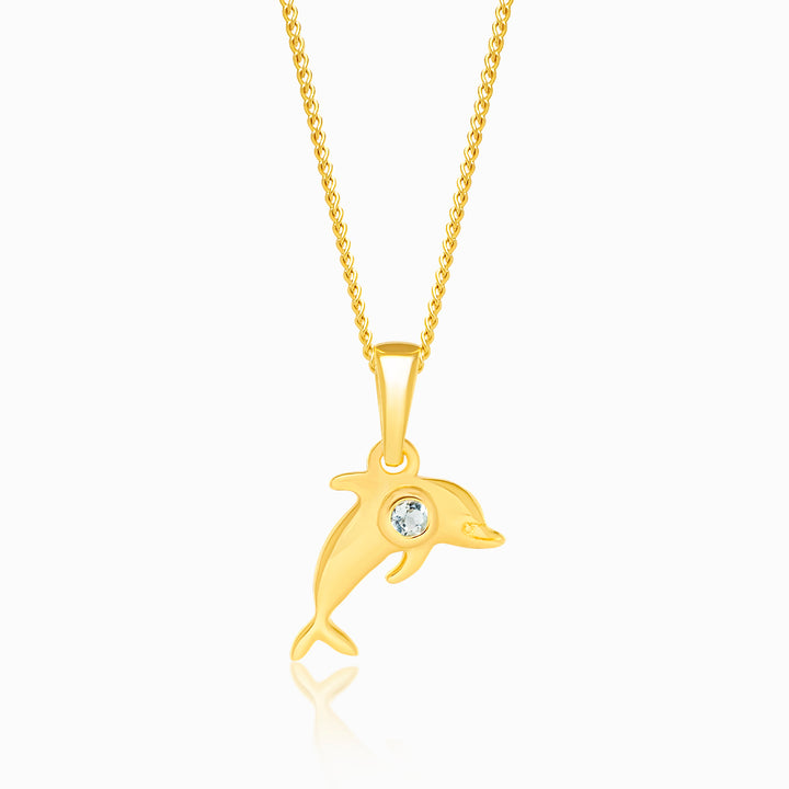 Anhänger Delfin Aquamarin Gold