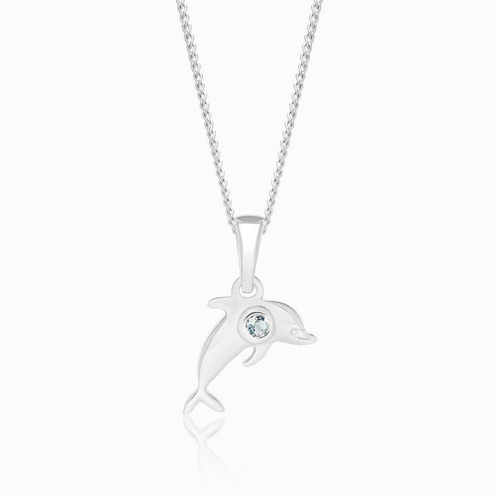 Anhänger Delfin Aquamarin Silber