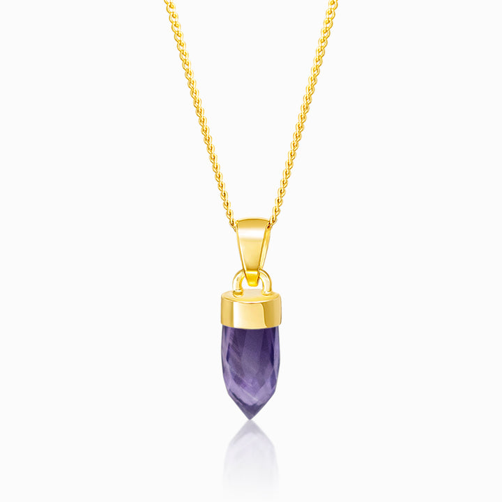 Anhänger Kristall Spitze Mini Amethyst Gold