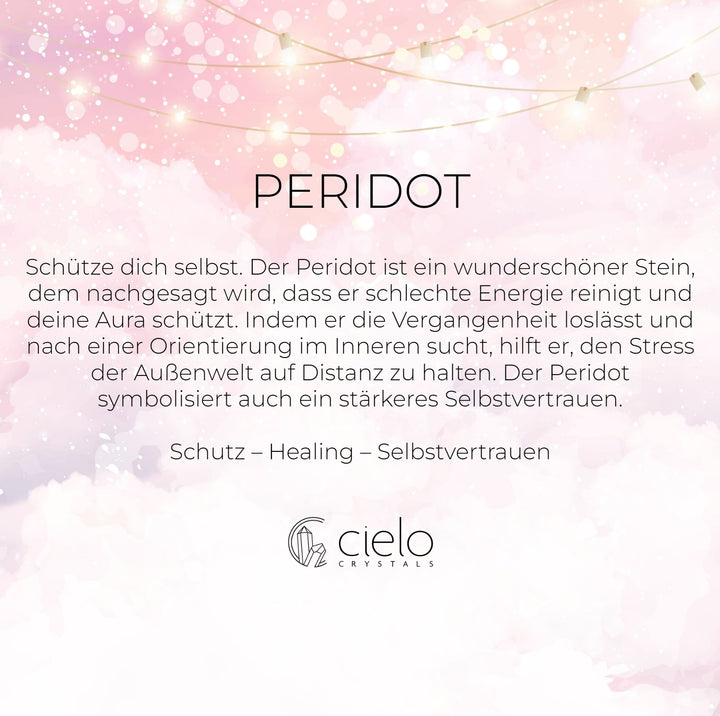 Peridot-Informationen und Bedeutung. Der Edelstein Peridot reinigt schlechte Energie und stärkt Ihr Selbstvertrauen.