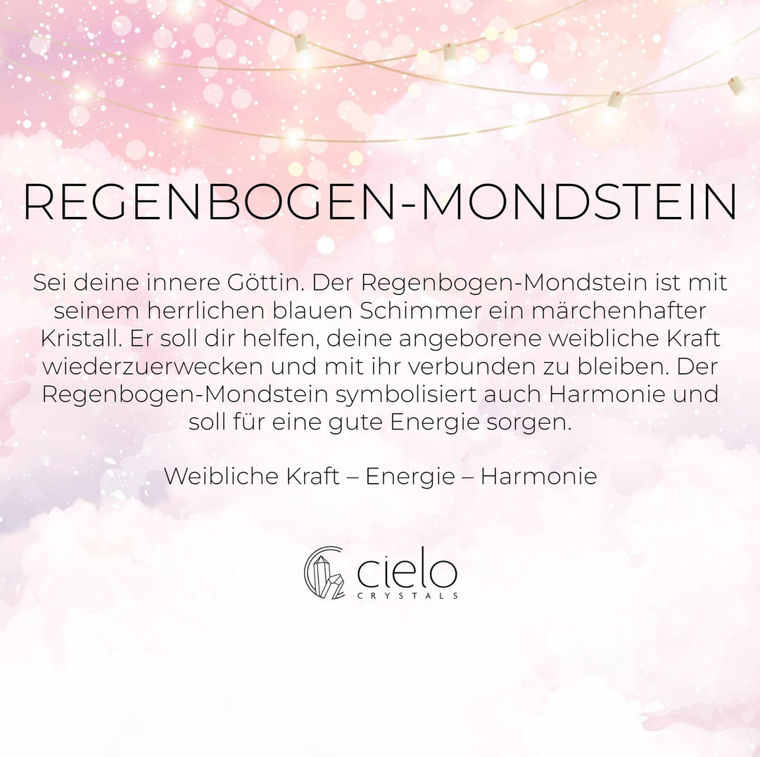 Bedeutung des Regenbogenmondsteins. Edelstein-Mondstein verleiht weibliche Kraft, Energie und Harmonie.