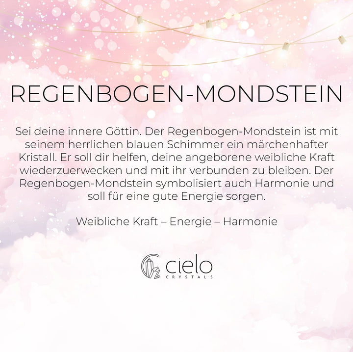 Bedeutung des Regenbogenmondsteins. Edelstein-Mondstein verleiht weibliche Kraft, Energie und Harmonie.