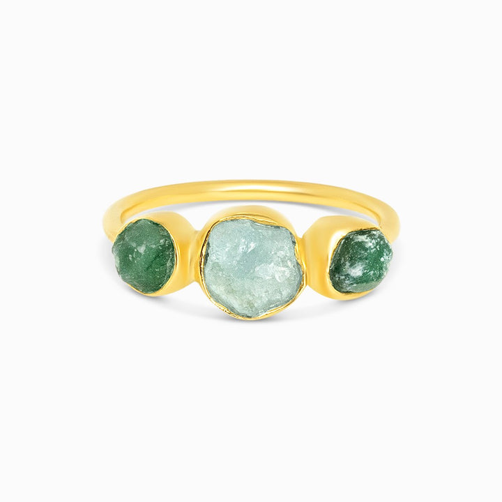 Ring Roher Aquamarin Aventurin Gold