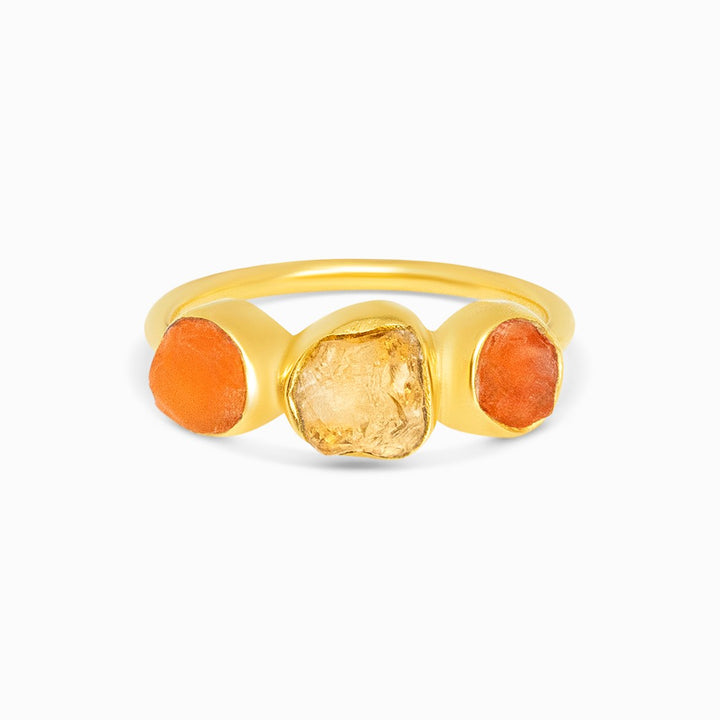 Ring Roher Citrin Karneol Gold