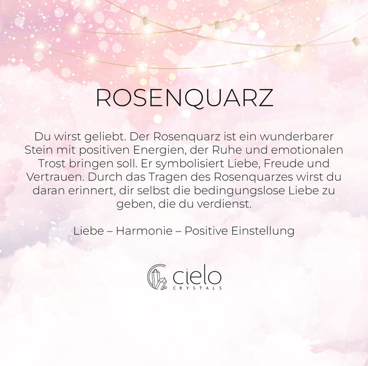 Rosenquarz-Energien. Der rosa Edelstein steht für Harmonie und Liebe.